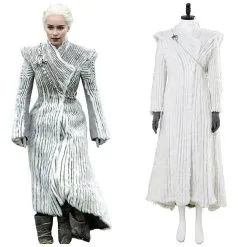 Game Of Thrones Daenerys Season 7 E6 Targaryen Outfit Dragonstone Snow Dress Cosplay Costume