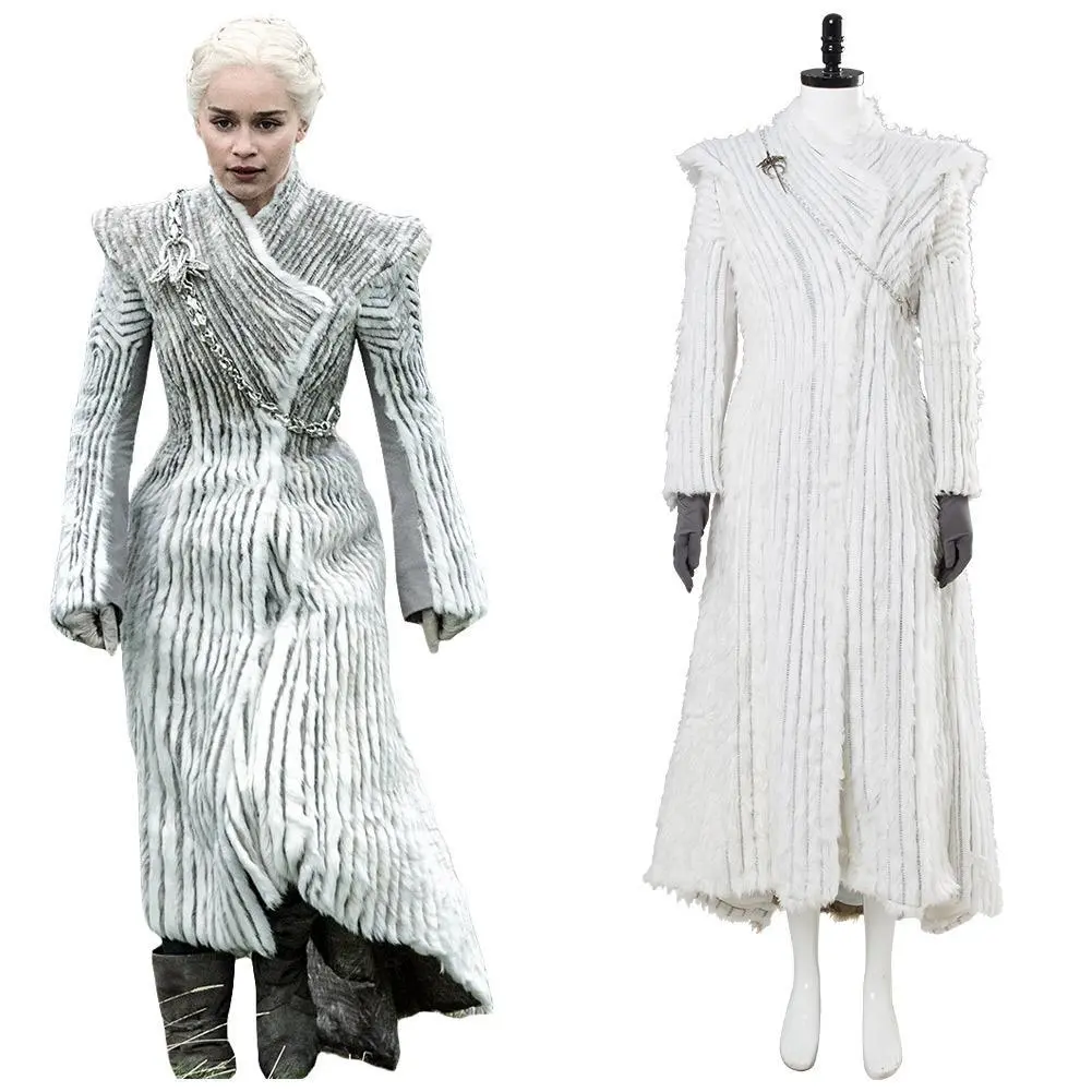 Game Of Thrones Daenerys Season 7 E6 Targaryen Outfit Dragonstone Snow Dress Cosplay Costume 1 Game Of Thrones Daenerys Season 7 E6 Targaryen Outfit Dragonstone Snow Dress Cosplay Costume