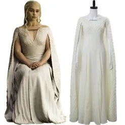 Game Of Thrones 5 Daenerys Targaryen Dress White Long Party Dress Ball Gowns Cosplay Costume
