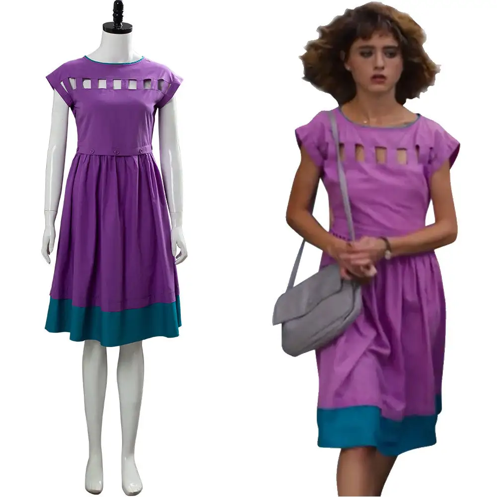 Stranger Things Season 3 Nancy Wheeler Purple Dress Cosplay Costume 1 Stranger Things Season 3 Nancy Wheeler Purple Dress Cosplay Costume
