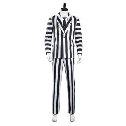 Beetlejuice Adam Men Black And White Striped Suit Jacket Shirt Pants Outfits Halloween Carnival Costume Cosplay Costume -Cosplay Sales Store 11007725 1