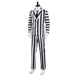 Beetlejuice Adam Men Black And White Striped Suit Jacket Shirt Pants Outfits Halloween Carnival Costume Cosplay Costume -Cosplay Sales Store 11007725 2