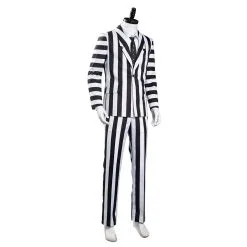 Beetlejuice Adam Men Black And White Striped Suit Jacket Shirt Pants Outfits Halloween Carnival Costume Cosplay Costume -Cosplay Sales Store 11007725 4