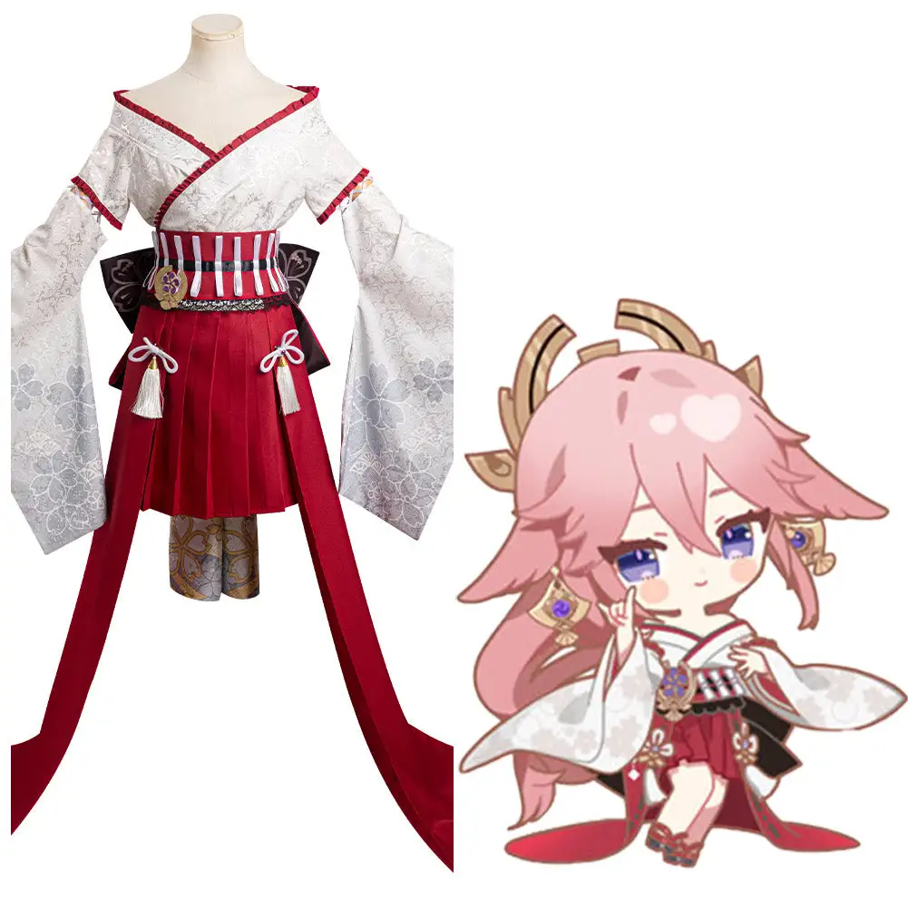 Genshin Impact - Yae Miko Kimono Cosplay Costume Outfits Halloween Carnival Suit 1 Genshin Impact - Yae Miko Kimono Cosplay Costume Outfits Halloween Carnival Suit