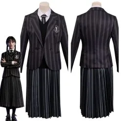 Wednesday (2022) Wednesday Cosplay Costume Nevermore Academy Uniform Dress Shirt Coat Outfit Halloween Carnival Suit