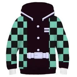 Kids Kamado Tanjirou Kisatsutai Cosplay Hoodies Boys Girls Long Sleeve Pullover Sweatshirt