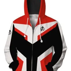 Teen Hoodie Avengers 4 Endgame Quantum Realm Suit Zip Up Jacket Sweatshirt For Adults Unisex