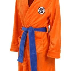 Mens Bathrobe Dragon Ball Son Goku Outfit Pattern Plush Robe For Adults Orange