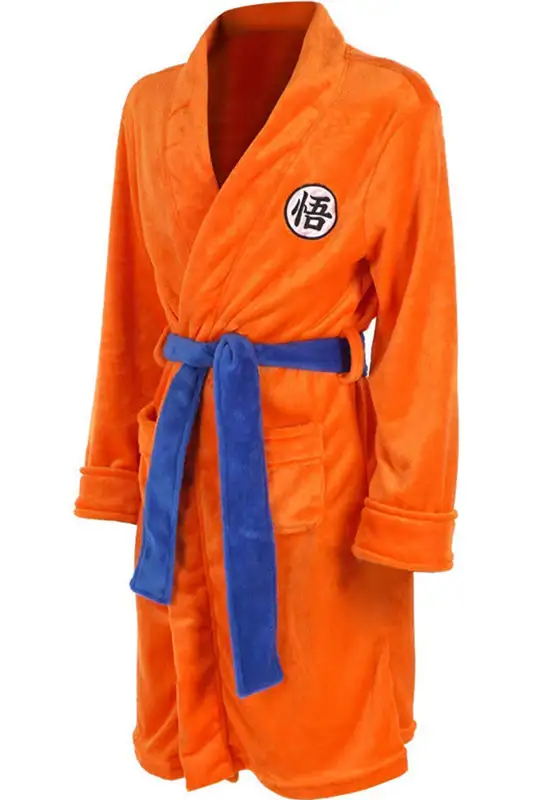 Mens Bathrobe Dragon Ball Son Goku Outfit Pattern Plush Robe For Adults Orange 1 Mens Bathrobe Dragon Ball Son Goku Outfit Pattern Plush Robe For Adults Orange