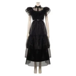 Wednesday (2022) Wednesday Addams Costume Black Party Dress Cosplay Costume Outfits Halloween Party Suit -Cosplay Sales Store 15003586 1