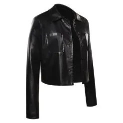 Wednesday (2022) Wednesday Addams Black Leather Coat Jacket Cosplay Costume Halloween Costume 14 Wednesday (2022) Wednesday Addams Black Leather Coat Jacket Cosplay Costume Halloween Costume -Cosplay Sales Store 15003629 4