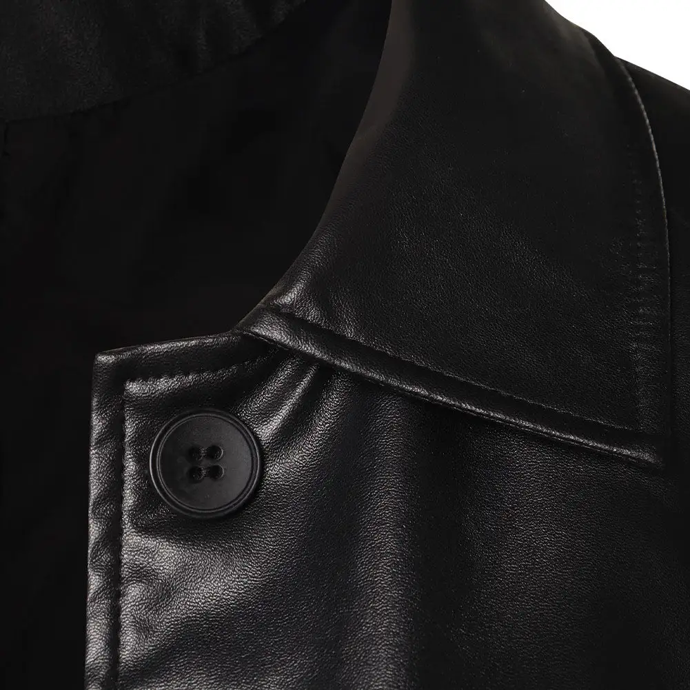 Wednesday (2022) Wednesday Addams Black Leather Coat Jacket Cosplay Costume Halloween Costume 7 Wednesday (2022) Wednesday Addams Black Leather Coat Jacket Cosplay Costume Halloween Costume - Image 7