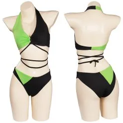 Kim Possible Shego Swimsuit Cosplay Costume Two-Piece Swimwear Outfits
