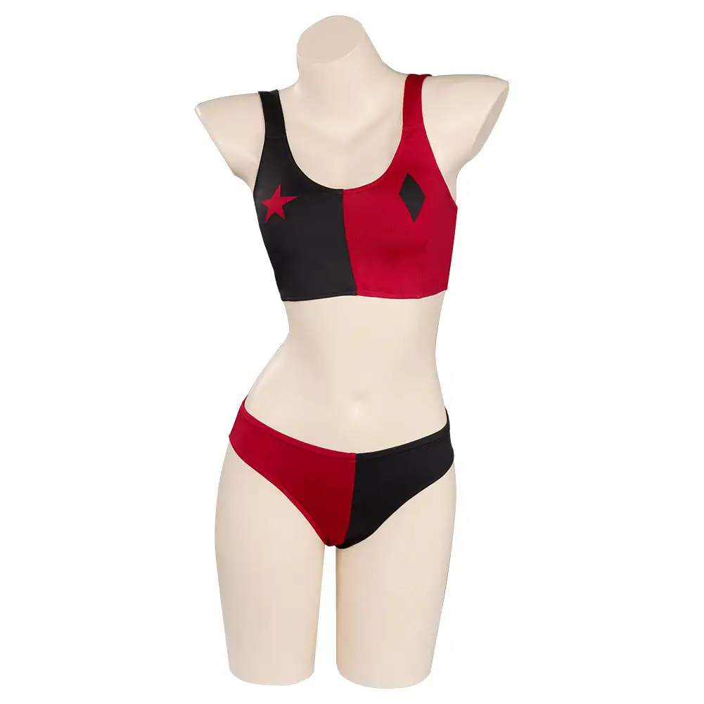 Harley Quinn/Harleen Quinzel Swimsuit Cosplay Costume Two-Piece Swimwear 2 Harley Quinn/Harleen Quinzel Swimsuit Cosplay Costume Two-Piece Swimwear - Image 2