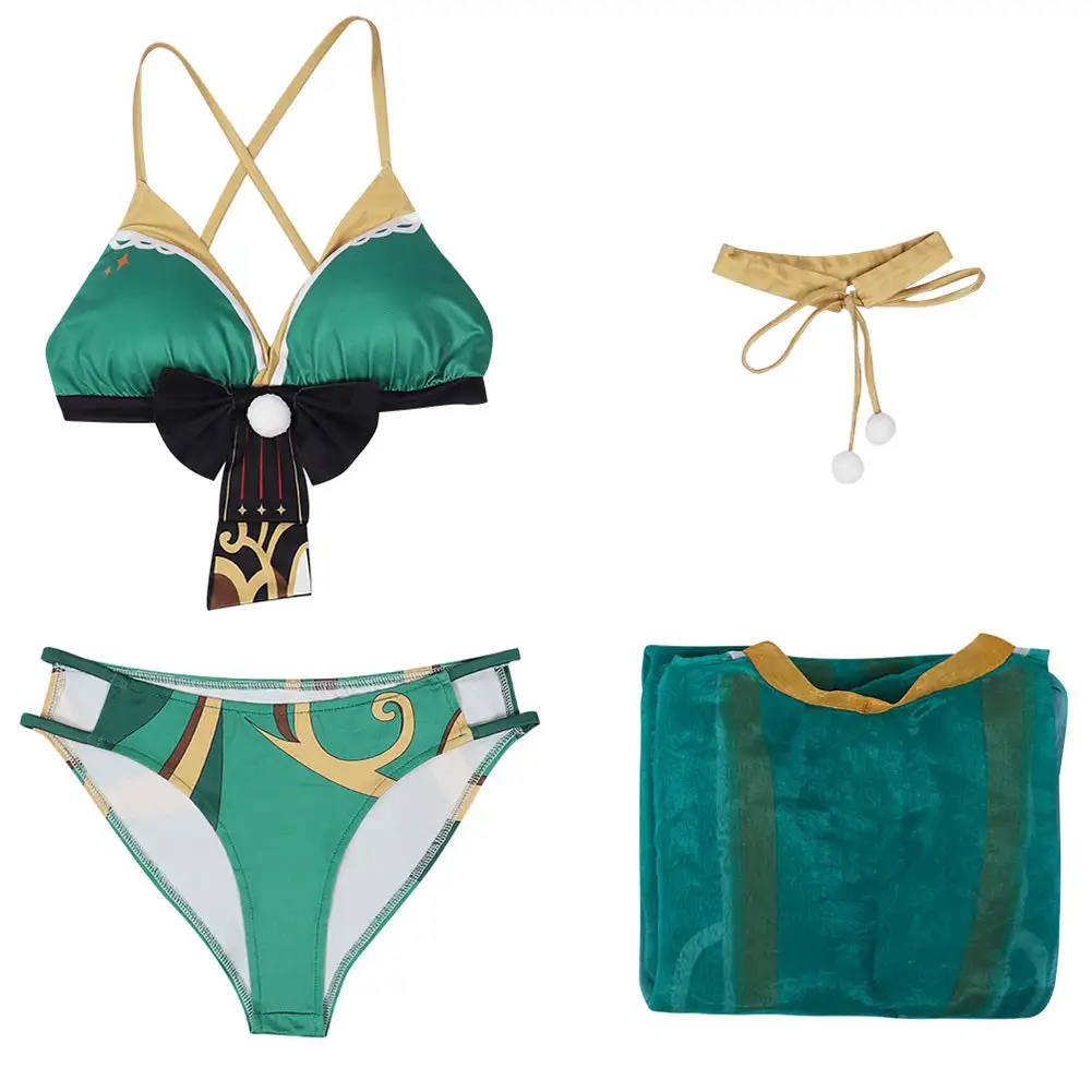 Genshin Impact Hina Goro Bikini Swimsuit Cosplay Costume Sexy Swimwear Cloak Outfits 3 Genshin Impact Hina Goro Bikini Swimsuit Cosplay Costume Sexy Swimwear Cloak Outfits - Image 3