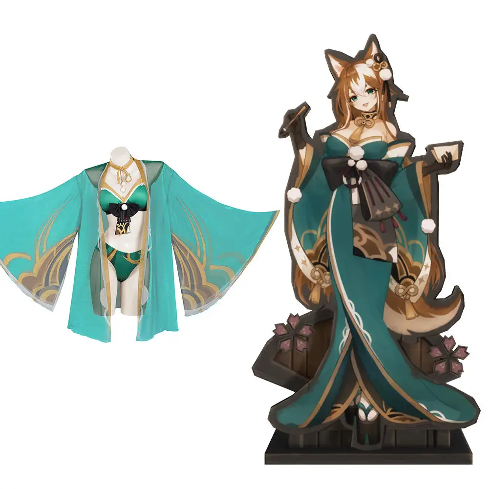 Genshin Impact Hina Goro Bikini Swimsuit Cosplay Costume Sexy Swimwear Cloak Outfits 2 Genshin Impact Hina Goro Bikini Swimsuit Cosplay Costume Sexy Swimwear Cloak Outfits - Image 2