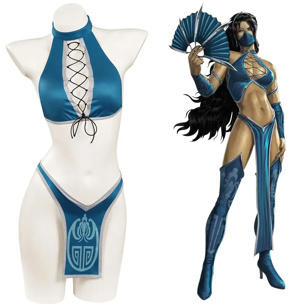 Mortal Kombat Kitana Sexy Bikini Swimsuit Cosplay Costume 1 Mortal Kombat Kitana Sexy Bikini Swimsuit Cosplay Costume