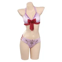 Genshin Impact Raiden Shogun Beelzebul Swimsuit Cosplay Costume Bikini Top Shorts Cloak Outfits -Cosplay Sales Store 15004082 5