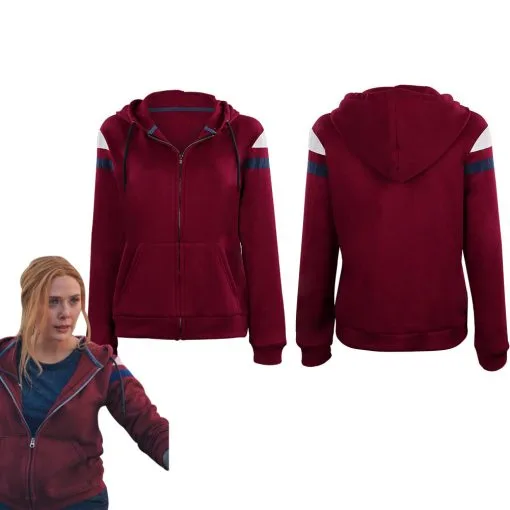 WandaVision Scarlet Witch Hoodie Zip Up Jacket Coat Halloween Carnival Suit Cosplay Costume -Cosplay Sales Store 163bfbe3f23ec8d37f12d516ba4b1708