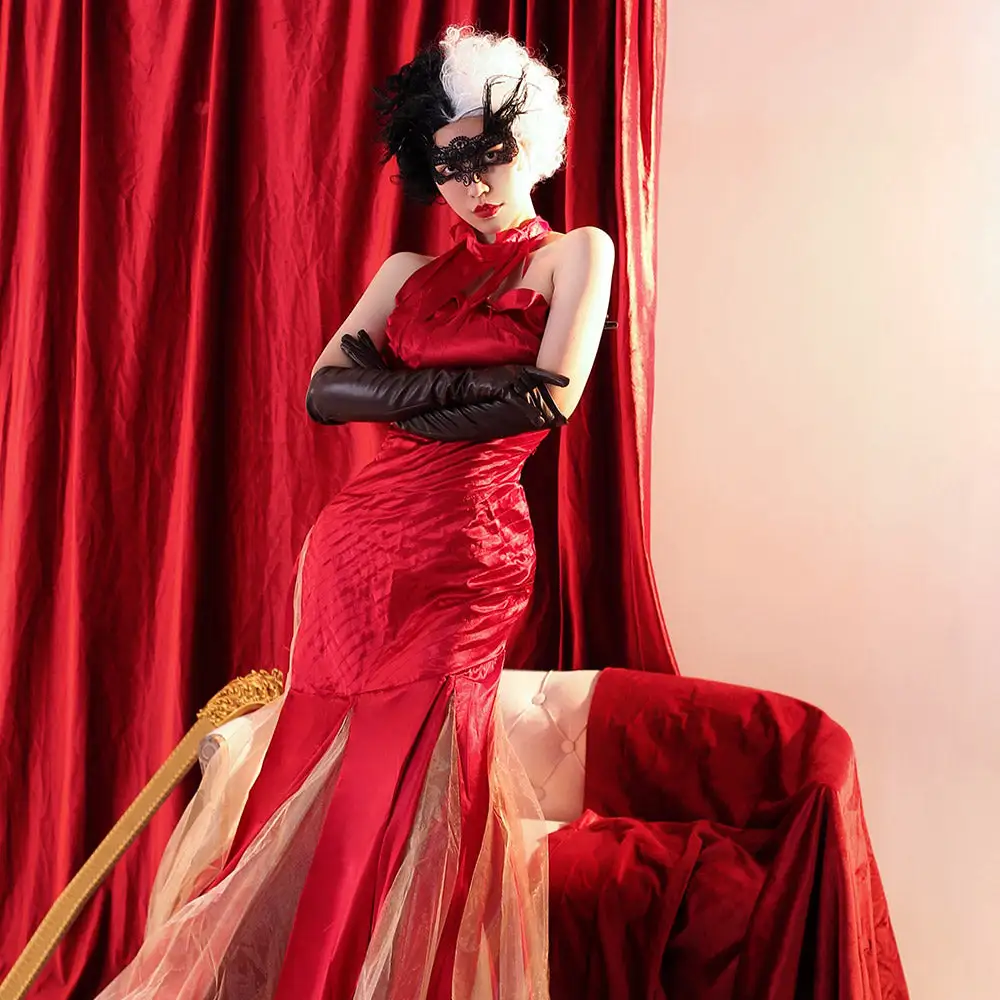 2021 Movie Cruella -Cruella De Vil Outfits Halloween Carnival Suit Cosplay Costume 13 2021 Movie Cruella -Cruella De Vil Outfits Halloween Carnival Suit Cosplay Costume - Image 13