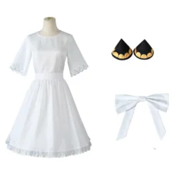 Anya Forger Cosplay Costume White Dress Halloween Carnival Suit