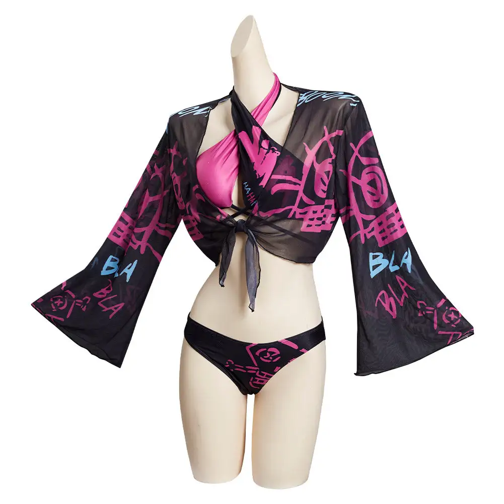 League Of Legends LoL Jinx Original Designers Top And Shorts Swimming Suit - Cossky® 3 League Of Legends LoL Jinx Original Designers Top And Shorts Swimming Suit - Cossky® - Image 3