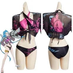 League Of Legends LoL Jinx Original Designers Top And Shorts Swimming Suit - Cossky®