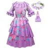 Kids Girls Encanto Isabela Cosplay Costume Dress Bag Headband Outfits