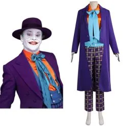 Batman 1989 The Joker Cosplay Costume Hat Outfits Halloween Carnival Suit