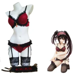 DATE A LIVE/DATE A BULLET Kurumi Tokisaki Red Lingerie Set Cosplay Costume Outfits Halloween Carnival Suit -Cosplay Sales Store 258572 Cosarcade