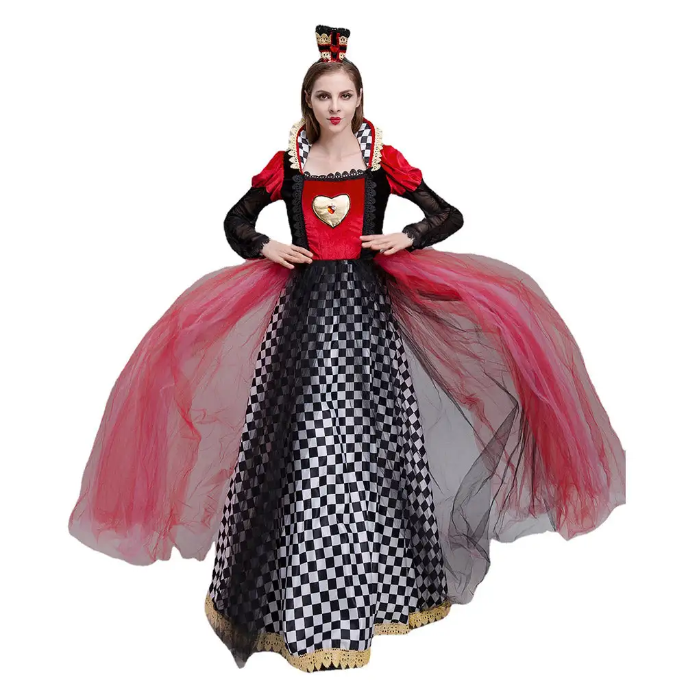 Queen Of Hearts Red Queen Alice In Wonderland Cosplay Costume Outfits Halloween Carnival Suit 2 Queen Of Hearts Red Queen Alice In Wonderland Cosplay Costume Outfits Halloween Carnival Suit - Image 2