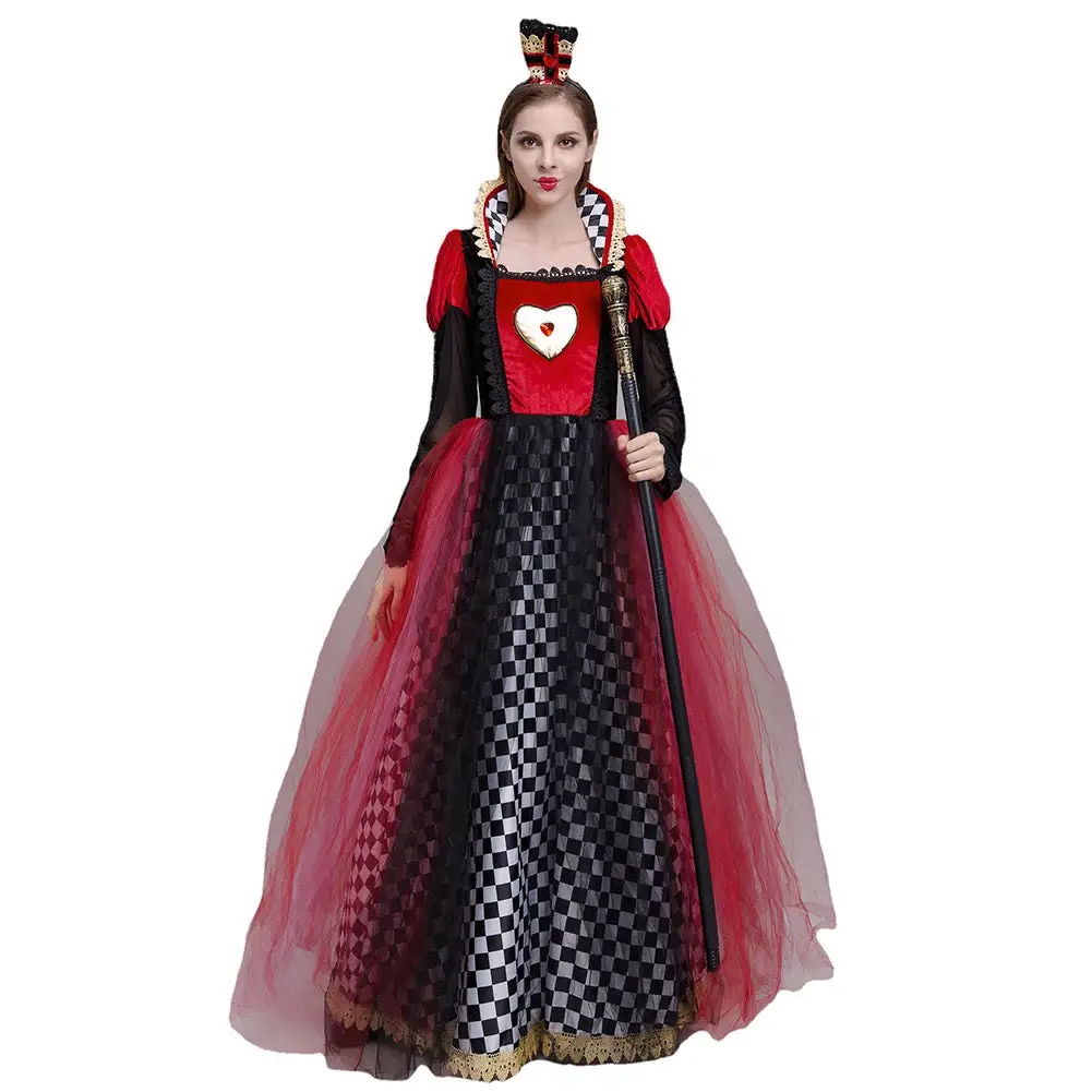 Queen Of Hearts Red Queen Alice In Wonderland Cosplay Costume Outfits Halloween Carnival Suit 4 Queen Of Hearts Red Queen Alice In Wonderland Cosplay Costume Outfits Halloween Carnival Suit - Image 4