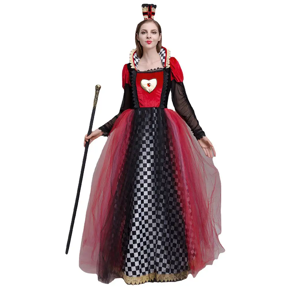 Queen Of Hearts Red Queen Alice In Wonderland Cosplay Costume Outfits Halloween Carnival Suit 5 Queen Of Hearts Red Queen Alice In Wonderland Cosplay Costume Outfits Halloween Carnival Suit - Image 5