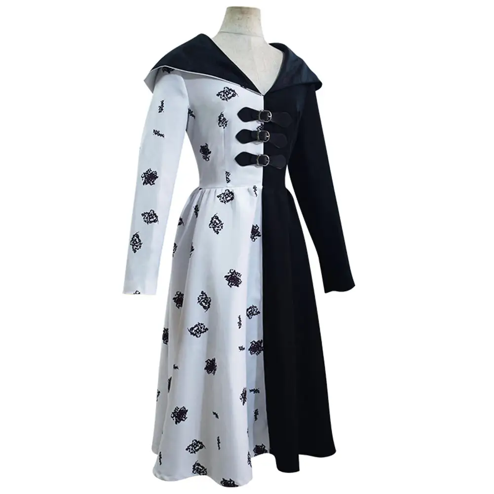 Cruella Black White Dress Outfits Halloween Carnival Suit Cosplay Costume 2 Cruella Black White Dress Outfits Halloween Carnival Suit Cosplay Costume - Image 2