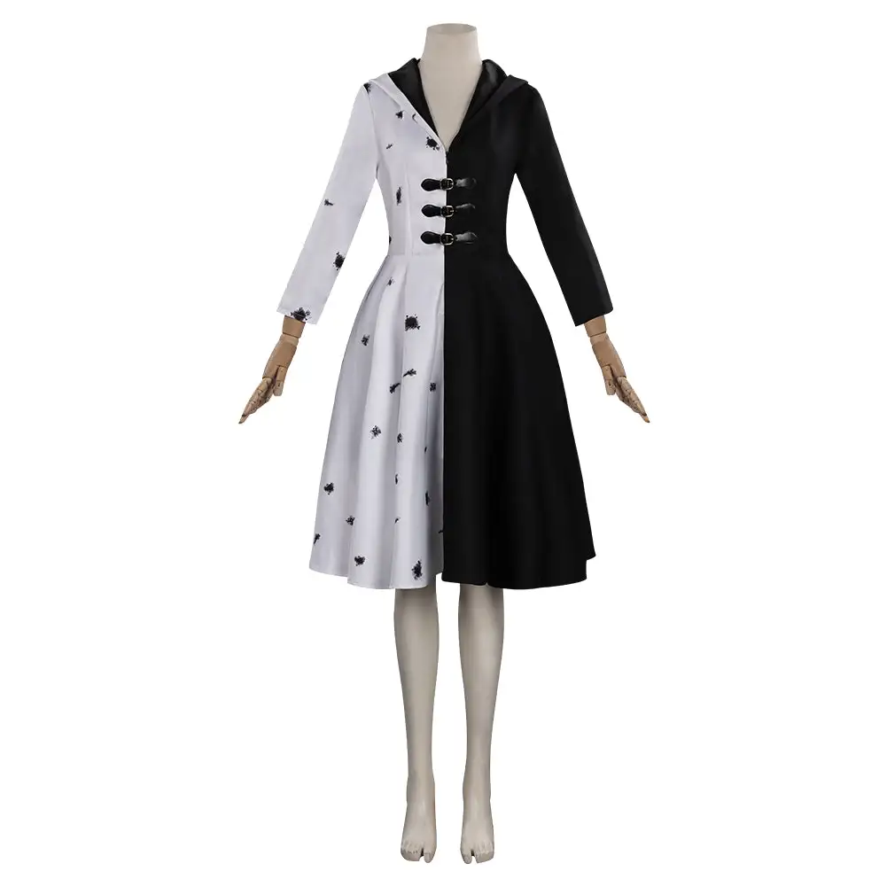 Cruella Dress Outfits Halloween Carnival Suit Cosplay Costume 2 Cruella Dress Outfits Halloween Carnival Suit Cosplay Costume - Image 2