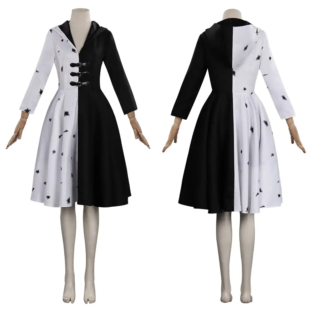Cruella Dress Outfits Halloween Carnival Suit Cosplay Costume 1 Cruella Dress Outfits Halloween Carnival Suit Cosplay Costume