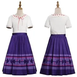 Encanto Luisa Madrigal T-shirt Skirt Outfits Halloween Carnival Cosplay Costume For Kids Children