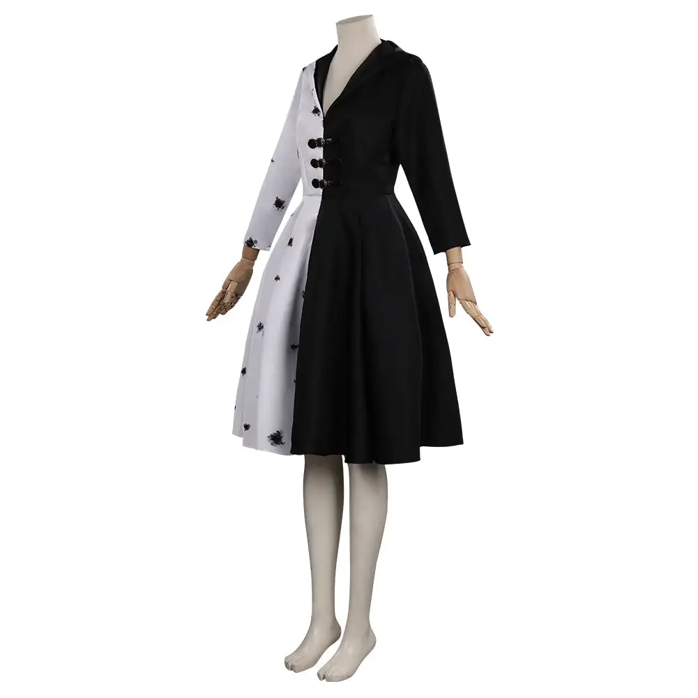 Cruella Dress Outfits Halloween Carnival Suit Cosplay Costume 3 Cruella Dress Outfits Halloween Carnival Suit Cosplay Costume - Image 3