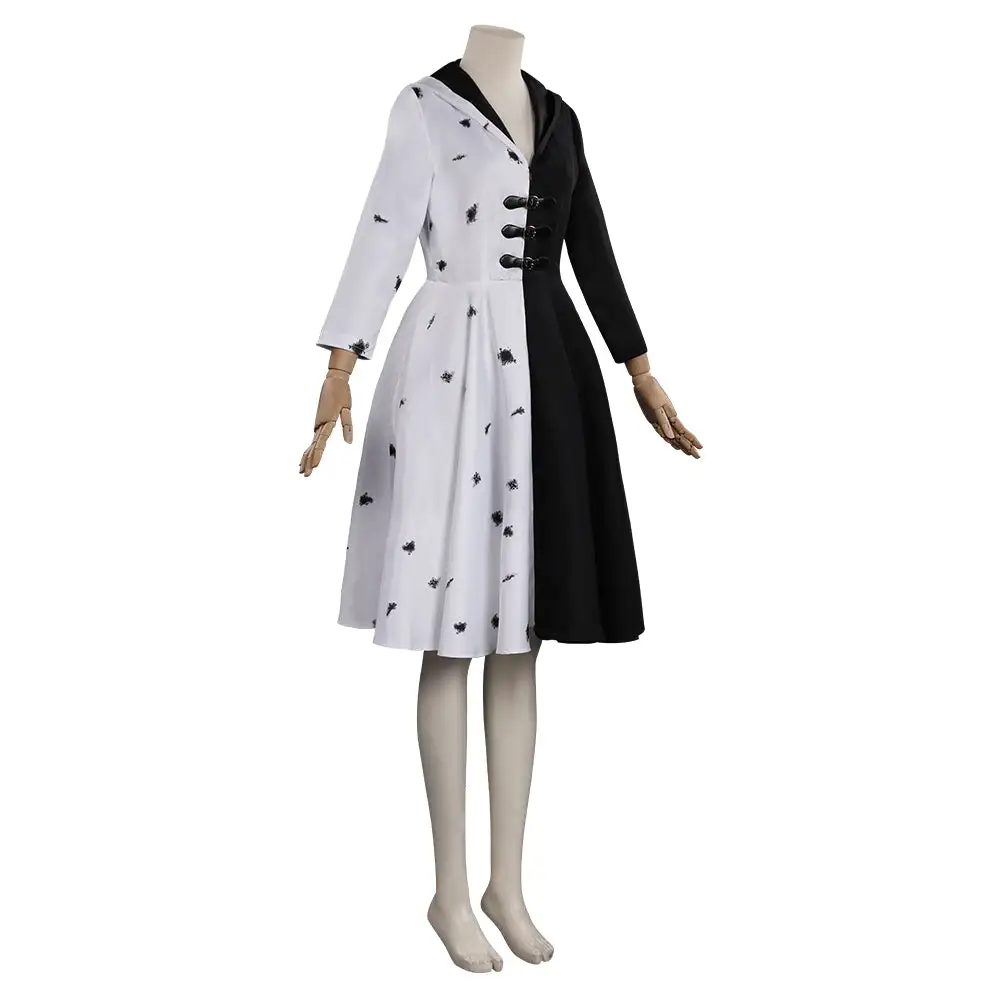 Cruella Dress Outfits Halloween Carnival Suit Cosplay Costume 5 Cruella Dress Outfits Halloween Carnival Suit Cosplay Costume - Image 5