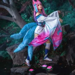 League Of Legends LOL Fox Ahri The Nine-Tailed Fox Women Kimono Dress Outfit Halloween Carnival Suit Cosplay Costume -Cosplay Sales Store QQ 20210125160112 scaled