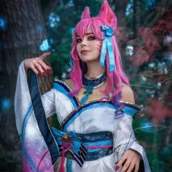 League Of Legends LOL Fox Ahri The Nine-Tailed Fox Women Kimono Dress Outfit Halloween Carnival Suit Cosplay Costume -Cosplay Sales Store QQ 20210125160127