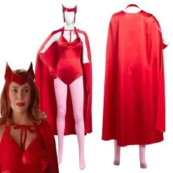 WandaVision Scarlet Witch Wanda Maximoff Women Jumpsuit Outfits Halloween Carnival Suit Cosplay Costume